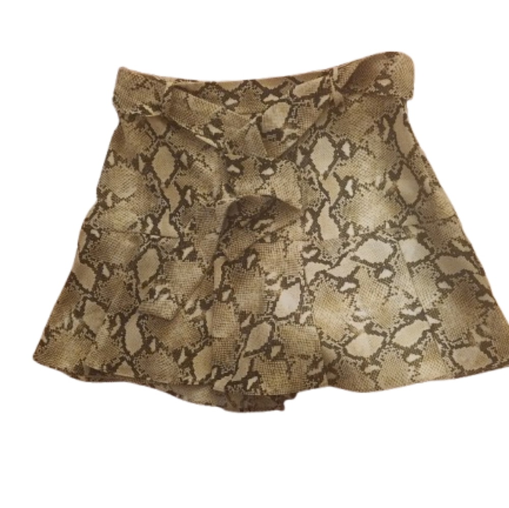 Zara Brown And Tan Snakeskin Mini Skirt Size Small